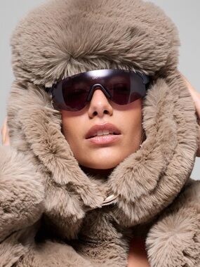 ALO Yoga Taupe Faux-Fur Trapper Hat